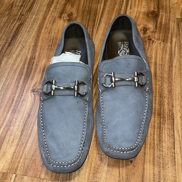 Salvatore Ferragamo Men's loafers 9 D Parigi driver driving blue grey slip on - Picture 1 of 11
